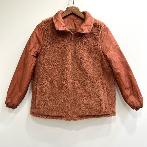 Madewell warm umber Reversible Sherpa Puffer full zip jacket NC574 Size XXS - Picture 6 of 15